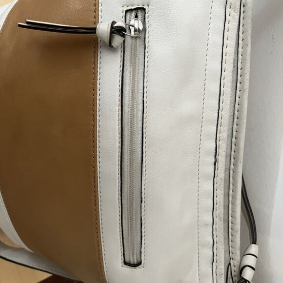 Coach Rugby Duffle Leather Bag White and Tan Stripes (relisted) - Picture 6 of 11